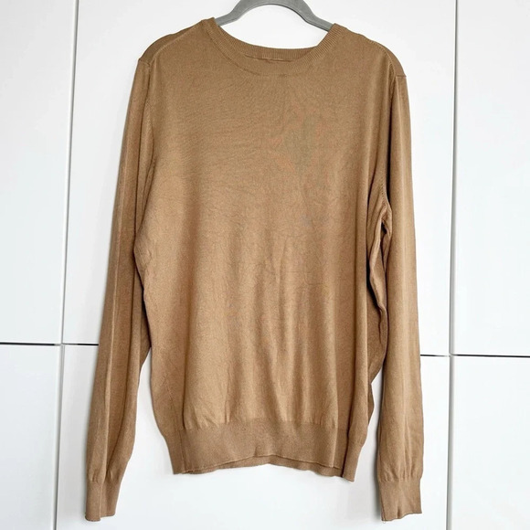 PORTER & ASH Mens Crewneck Sweater Size Medium Camel/Tan/Brown Light Weight - Picture 1 of 8